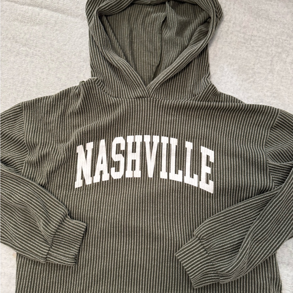 Striped Gray Hoodie with Nashville Print